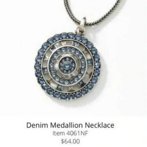 Touchstone Crystal Denim Medallion Necklace